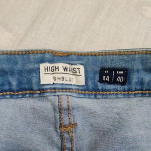 High Waisted Blue Shorts Mini Length