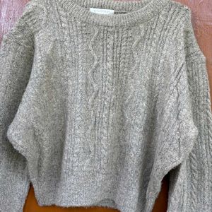 Korean Beige Cropped Pullover