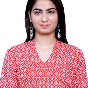 Red And White Cotton Kurta