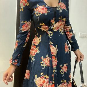 Zara Floral Midi Wrap Dress