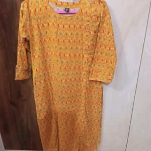 Yellow Straight Kurti