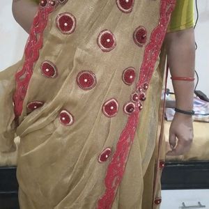 beautiful saree ,with motti work and drape palla..