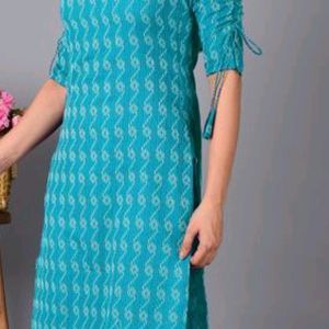 Full Sleeves Blue Colour Kurti ,Size - M