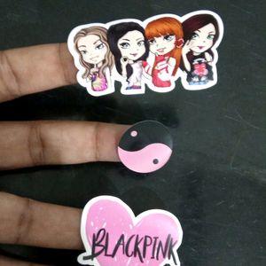 11 Black Pink Stickers For Mobile (1 Sheet)