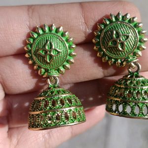 Green Jhumkas