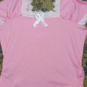 Baby Pink Lace coquette Top