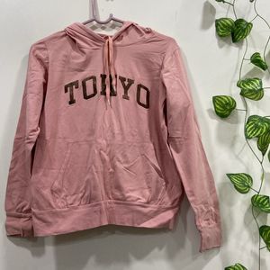 Pink Stretchable Hoodie For Women