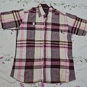 Mauve Pink And Brown Checked Shirt