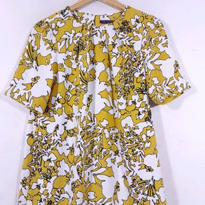 M&S Yellow Printed Western Dress