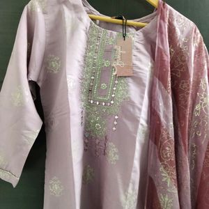 New Unused Mirror Work Banarsi Dupatta Suit