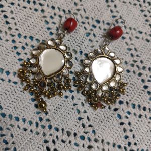 Vintage Brass Beaded Polki Earrings