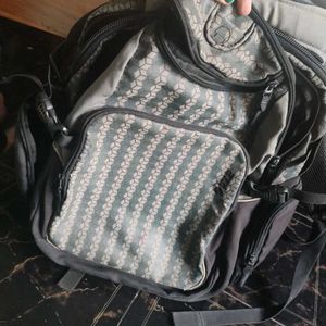 Grey printed backpack