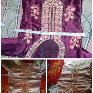 Purple Silky Plazo +Suit Salwar Set