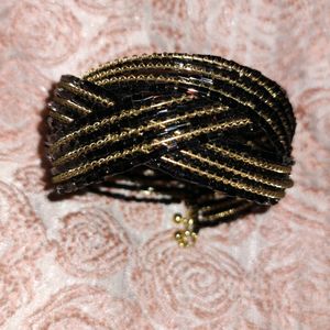 Beautiful Cutdana Work Black Adjustable Bracelet