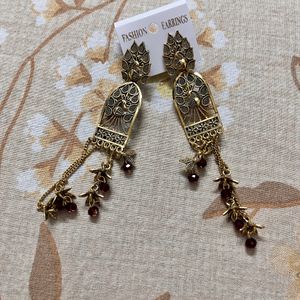 Dangle Earrings Maroon Colour