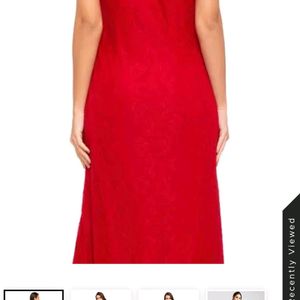 Zink London Womens Red Lace Maxi Dress