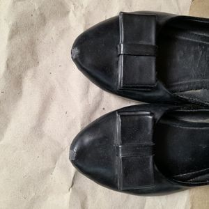 Black Leather Flats