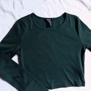 Y2k Forest Core Pinterest Fitted Basic Green Top