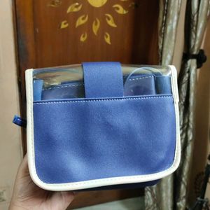 Transparent Blue Bag With Pouch