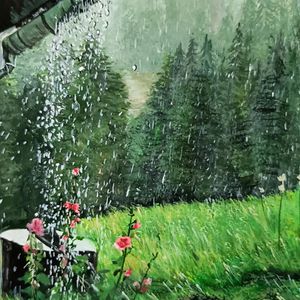 Rain Painting Made For Home Decore