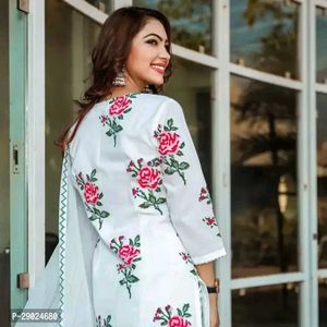 Cotton Blend Straight Printed Kurta Set