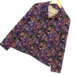 Vintage Women's Jacket Dark Purples Floral Print