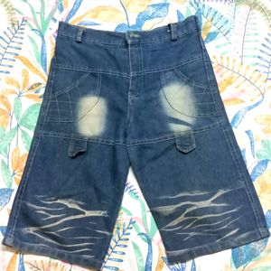 Knee Length Baggy Denim Pant