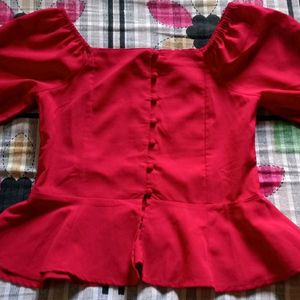 Maire Claire Red Peplum Top