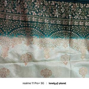 Wedding Wear Green And Pista  Waving Saree