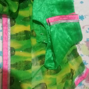 It's A Gorgeous Parrot Green Colour Saree With