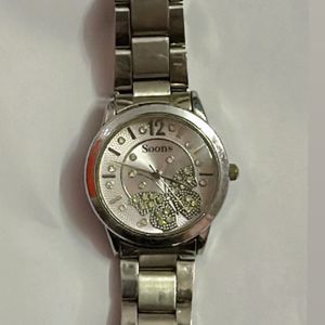 Silver Watch For Women With Beautiful Work