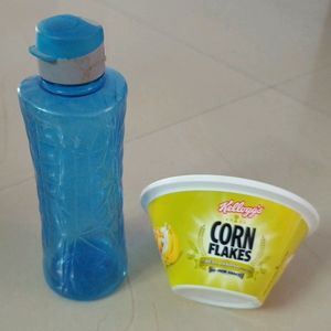 Water Bottle With Cornflakes Bowl