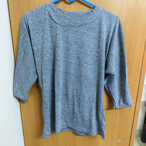 Grey Top With Cut Sleeves