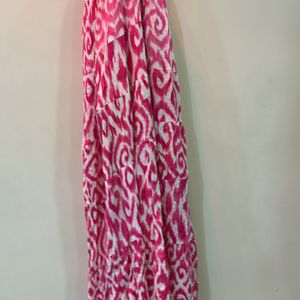 Pink and white colour long skirt