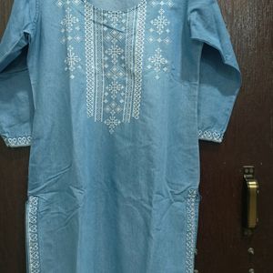 Denim Straight Kurta For Women