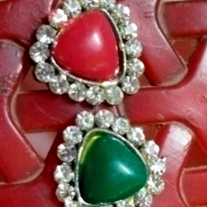 2 Colour Earrings Red And Green