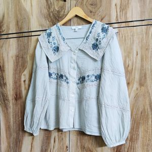 Light Grey Embroidery Work Top Si,e-38-40