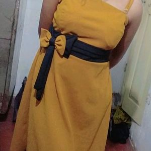 Mustard Black Cute Dress 💕