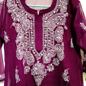 Chikankari Stitched Georgette Kurta With Inner