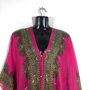 Rose Pink Printed Poncho (Women’s)