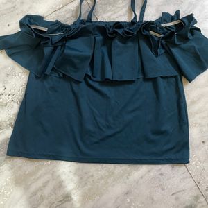 Bottle Green Off Shoulder Top