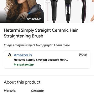 30 Rs Off :Hair straightening brush