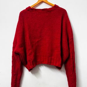 Red Oversized Drop Shoulder Sweater