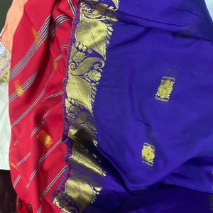 Red Blue Golden Shade Silk Saree