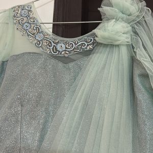 Designer Net Embroidered Flared Partywear Gown