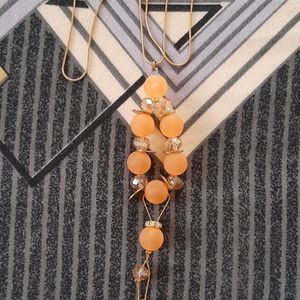 Fancy Orange Long Crystal Necklace