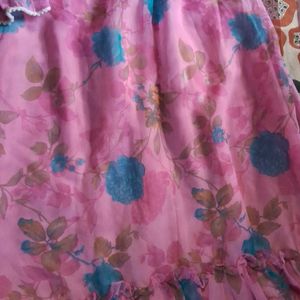 Pink Floral Gorgette Anarkali Kurta