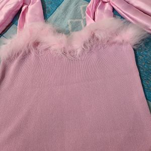 Barbie Core Top With Tie Up Sleeves