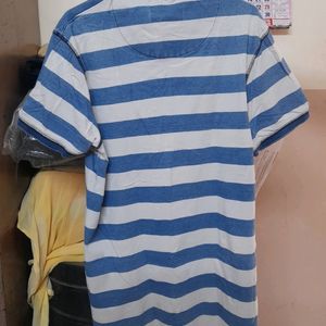 Blue And White Strips Hozri Cotton T Shirt