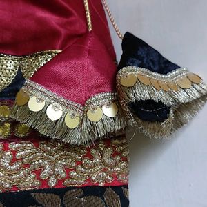 Maroon And Black Wedding Potli bag